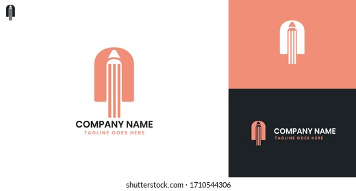 Pencil Logo - All elements on this template are editable with vector software