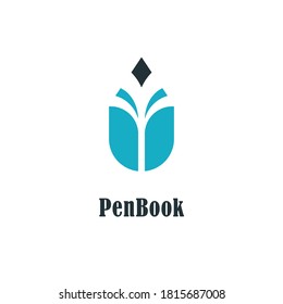 Pencil logo with book symbol. Vector logo designs for bookstores, authors and educational institutions.