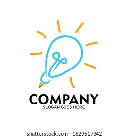 Pencil logo bulb. Logo and symbol of creative ideas - Vector