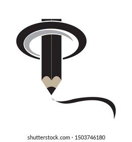 pencil logo with a circle and a line