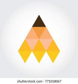 pencil logo created with triangle geometric shape. Abstract design.