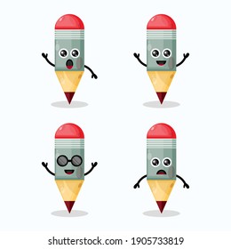 personaje de diseño de logotipo de lápiz lindo