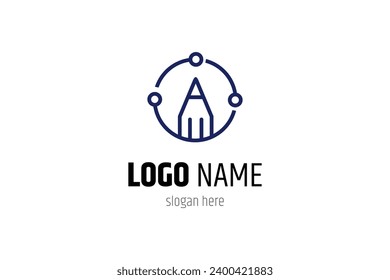 Pencil logo design with a combination of circle shapes
