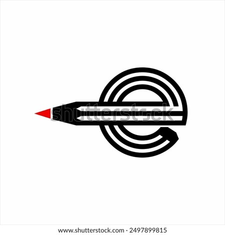 Pencil logo design with the concept of the letter E. Suitable for education, stationery store identities and other creative businesses.