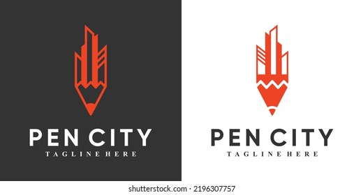 Diseño de logotipo de lápiz con concepto creativo Vector Premium