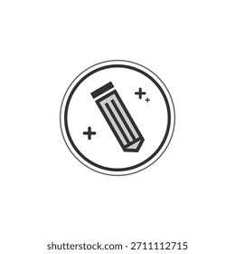 pencil logo design with gray and black shape round with white background 