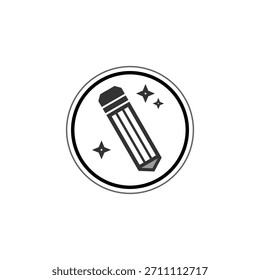 pencil logo design with gray and black shape round with white background 