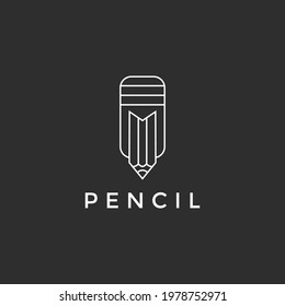 pencil logo design icon on black background