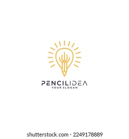 pencil logo design with idea or lamp