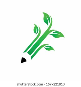 pencil logo design, leaf vector logo