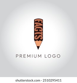 Pencil Logo Design in premium style with Facts typography inside it. Facts pencil logo editable vector shape