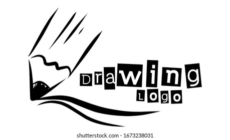 pencil logo design with a simple hand drawing concept but still elegant and quality