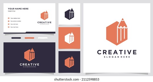 Diseño del logotipo del lápiz con estilo y concepto creativo