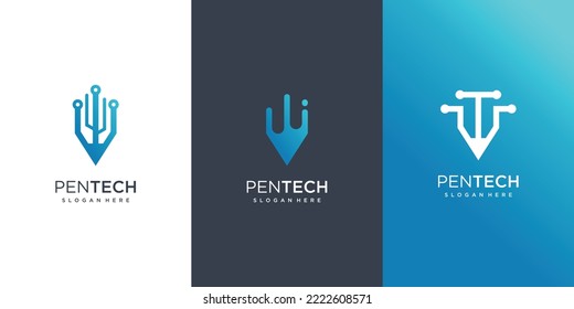 Pencil logo design with technology style