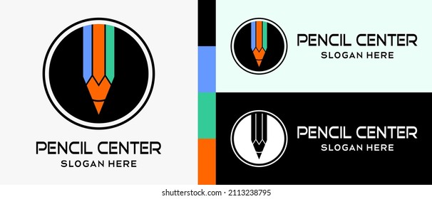 pencil logo design template with creative and simple concept in circle. premium vector logo illustration