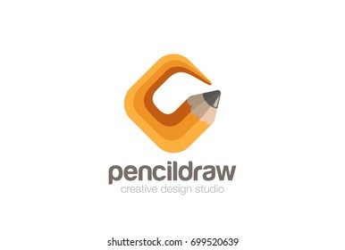 Pencil Logo design vector template Square Rhombus shape.