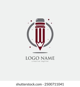 Pencil, pencil logo, eco, leaf, nature, education, icon, plant fully editable vector logo template