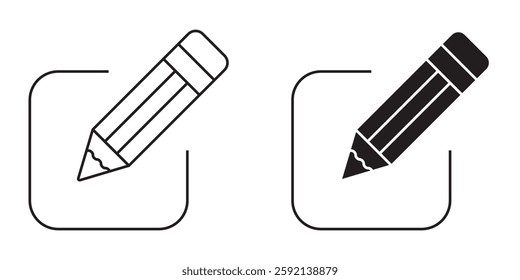 Pencil logo icon. Pencil on the background sheet. Icon for editing a document or text. EPS 10. Vector illustrations