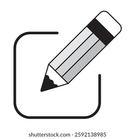 Pencil logo icon. Pencil on the background sheet. Icon for editing a document or text. EPS 10. Vector illustrations