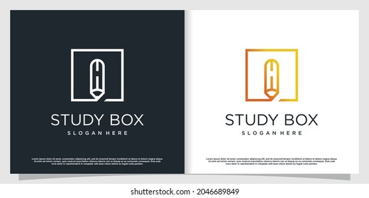 Pencil logo with modern abstract concept Premium Vector