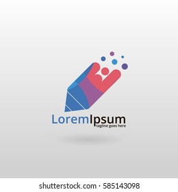 Pencil logo. Multicolored pencil logotype 