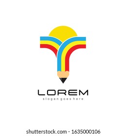 a pencil logo with the shape of the letter T or it can also look Y. simple but easy to remember. can be used for product brand logos or school names.