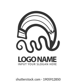pencil logo template black and white. Creative idea vector design. Smart writer logotype. Logos Design.