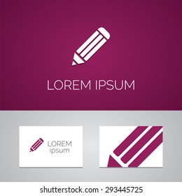 pencil logo template icon design elements with business card 