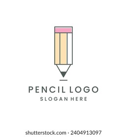 Diseño de ilustración vectorial de la plantilla de logotipo de lápiz