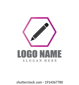 plantilla de icono del vector del logotipo del lápiz Ilustración