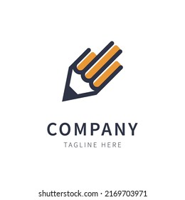 pencil logo with yellow color vector