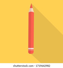 Pencil with long shadow. Isolated vector illustration 