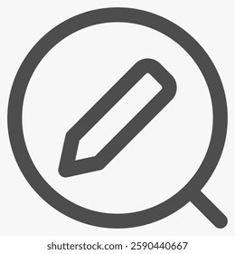 pencil and magnifying, magnifying glass symbol and tools