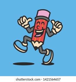 Pencil Man Cartoon Illustration Vector Symbols Mascot Logo Icon