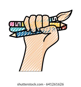 Pencil, marker and paint brush