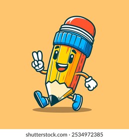 Pencil Mascot Cartoon Vector Art, Illustration and Graphic