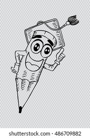 Pencil mascot character with  a hat of the graduate