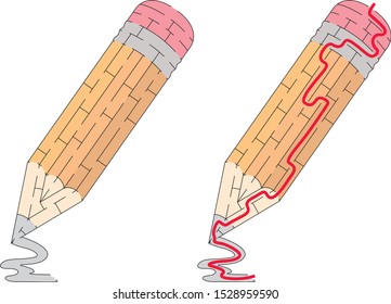 Pencil maze forkids with a solution