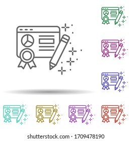 Pencil medal chart website multi color icon. Simple thin line, outline vector of managment icons for ui and ux, website or mobile application