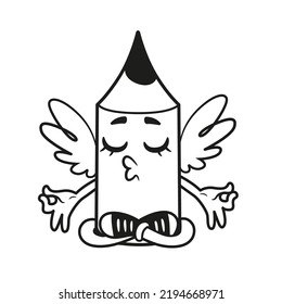 Pencil meditates to expand creativity emblem on white background