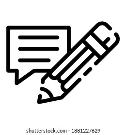 Comunicación de mensajes de lápiz Icono plano aislado en fondo blanco