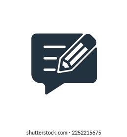 Pencil and message line icon in flat style isolated on white background for your web and mobile app design, write message logo concept.