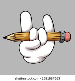 pencil metal hand cartoon illustration style