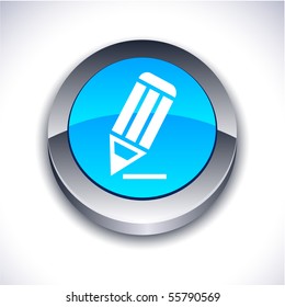 Bleistift-Metall-3D-Symbol in der Runde.
