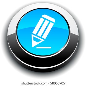 Pencil metallic 3d vibrant round icon.
