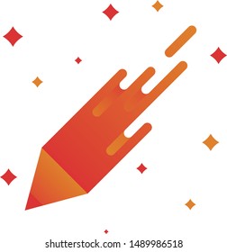 Pencil Meteorite Using Flat Design Style