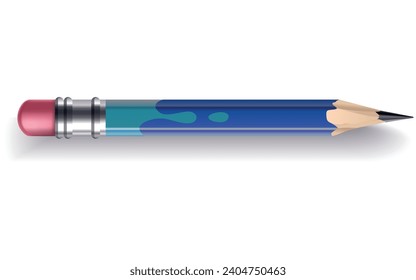 Pencil mockup realistic. Colored wooden graphite pencil. School office stationery, creative design vector bright item