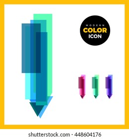 Pencil Modern Color Icon for web, app. New concept design symbol. Logo sign isolated on white. Vector illustration in creative style.
