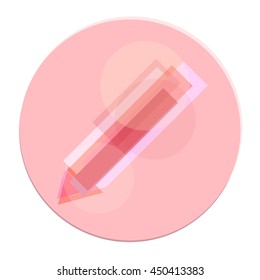 Pencil Modern Color Icon for web, app. New female concept design soft rose symbol. Logo in button, sign isolated on white. Vector illustration in creative style.