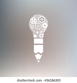 pencil -Modern Technology Concept  , light bulb with gears and cogs working together